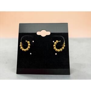18kt Gold Plated Beaded Hoop Metal Earrings Fashion Jewelry